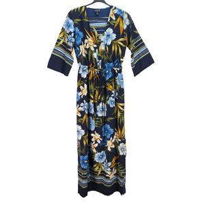 ENFOCUS maxi tropical floral dress 3/4 bell sleeve - SZ 6